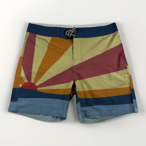 Faherty Soleil Boardshorts 7" Inseam Men's Size 35 Rising Sun & Wave Beach Swim - Picture 1 of 9